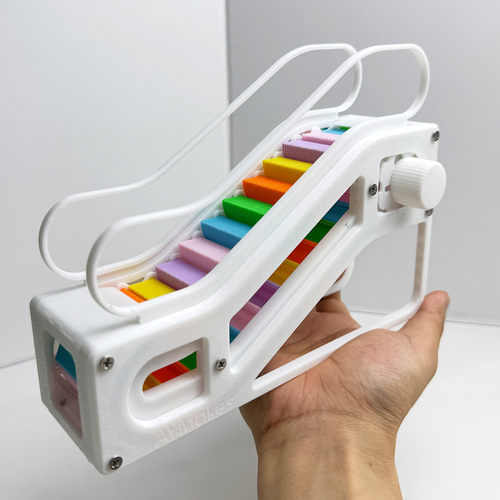 益智自动手扶梯玩具3d打印台阶可动旋钮儿童玩具创意仿真模型电梯