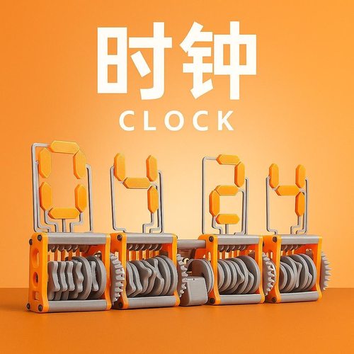 新品3D打印陀飞轮钟表美学机械时钟翻页钟表创意桌面趣味摆件礼物