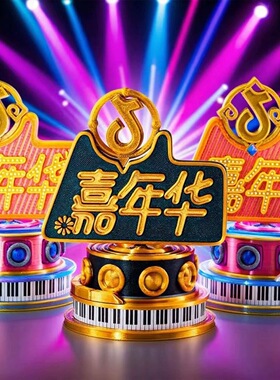 3D打印黑金嘉年华好运连招财摆件