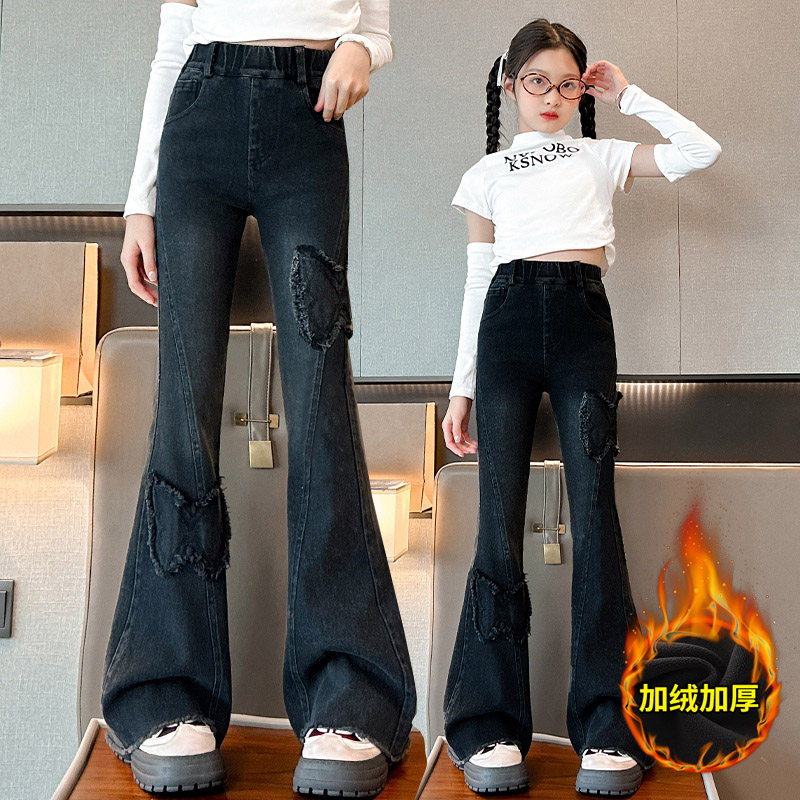 女童裤子春装2026新款中大童洋气休闲小女孩喇叭裤秋季儿童牛仔裤