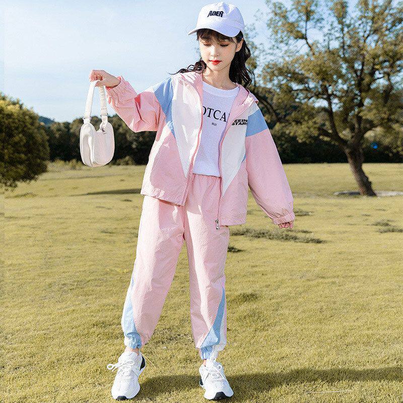 女童春装套装2026新款儿童时尚网红宽松连帽运动休闲两件套