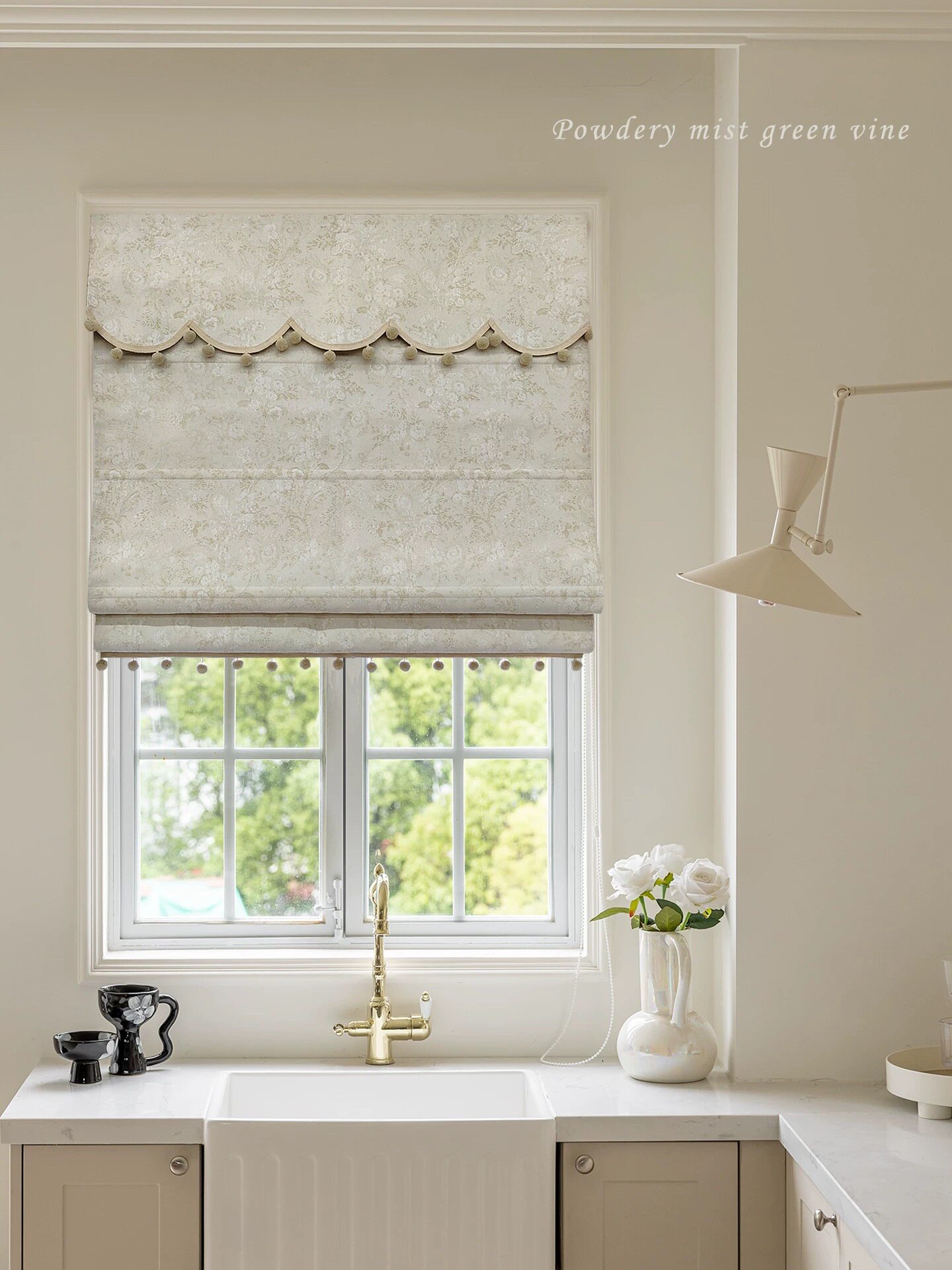 莫里斯提花雪尼尔遮光罗马帘升降帘卧室飘窗书房儿童房小窗提拉帘