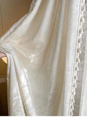 丽舍法式轻奢奶油风浮雕金丝提花纱帘客厅阳台餐厅卧室飘窗帘定制