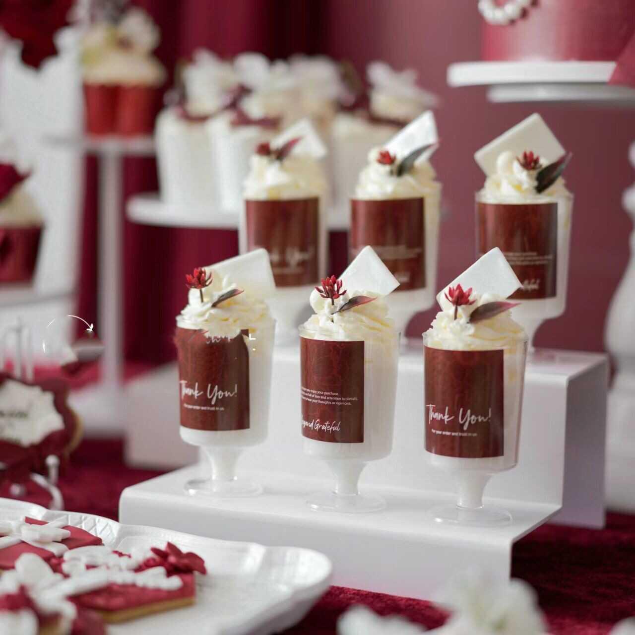 贴纸甜品台装饰红色长方形