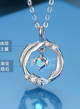 S925纯银羽毛锁骨链轻奢送女友