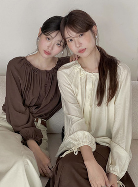 【松黎茶语】歌铭法式复古立体花朵长袖衬衣女秋季通勤上衣N454C