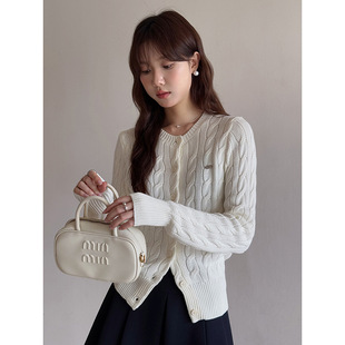 女春季 歌铭复古麻花针织衫 4色 通勤上衣Y8809F 高尔夫麻花开衫