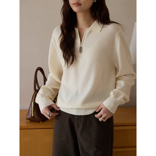 新款 女冬季 歌铭通勤翻领针织衫 毛衣W704C 苏格兰暖羊毛Polo衫