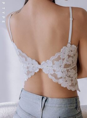 夏季新款法式内衣女蕾丝吊带抹胸V型美背裹胸聚拢性感固定杯无钢