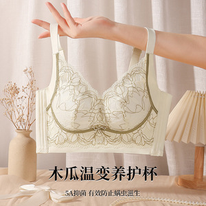 美容院精油袋内衣女无钢圈大胸显小薄杯调整型小胸聚拢刺绣文胸罩