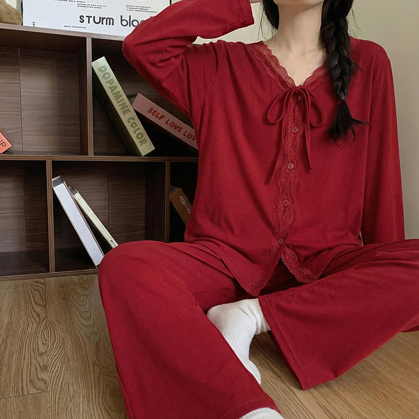 羊绒红色睡衣女秋冬季2026新款新婚长袖薄绒德绒可外穿家居服套装,女士内衣/男士内衣/家居服,睡衣/家居服套装,淘宝优惠券,粉丝福利购,淘宝优惠卷