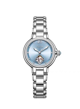 新款飞亚达柿柿如意天青色镂空机械表女腕表轻奢小众手表女865022