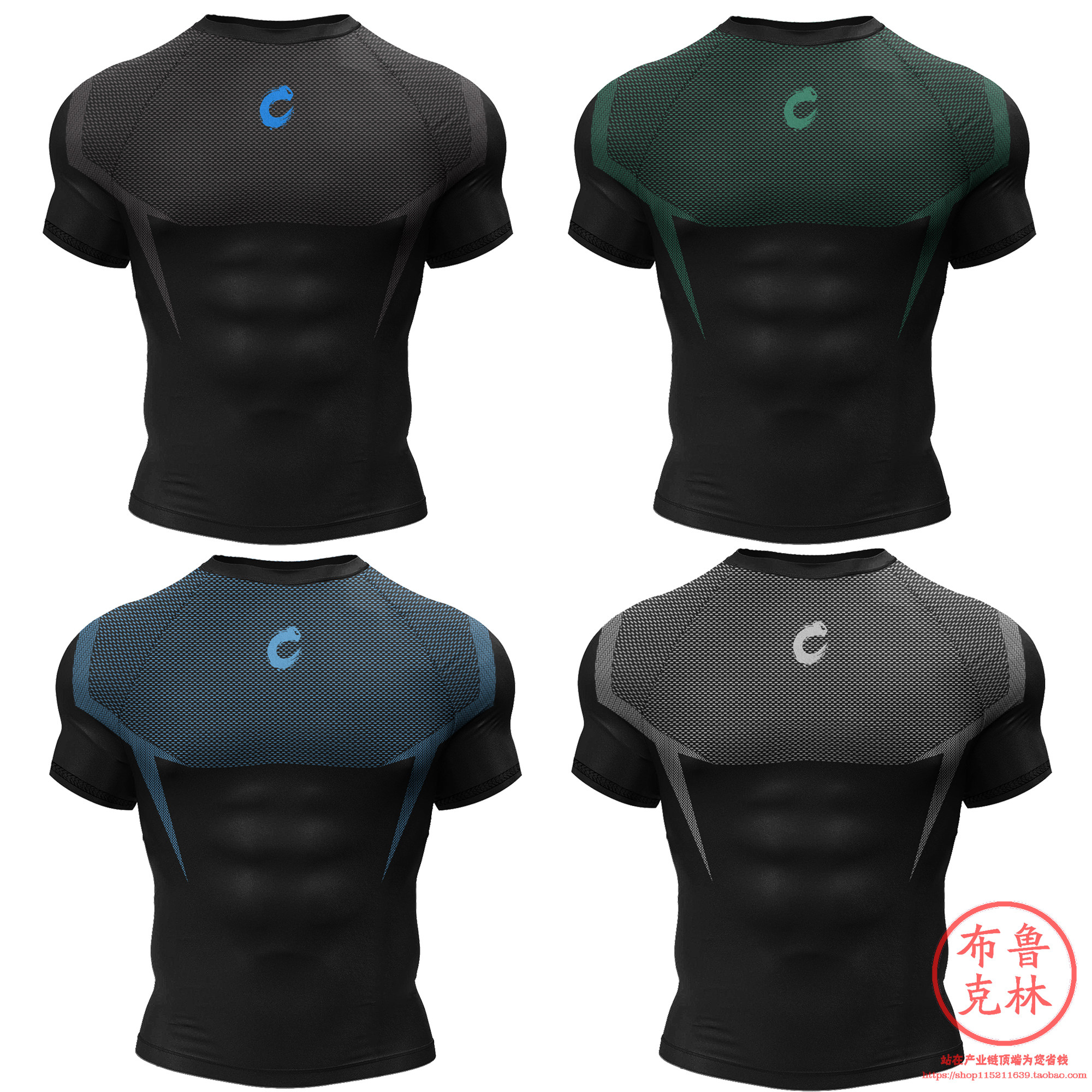 黑色男士紧身衣跑步速干衣运动健身服足球篮球短袖训练服上衣