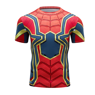 SpiderMan漫威复仇者联盟蜘蛛侠衣服男紧身衣速干衣健身服短袖 T恤