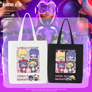 Lady bug瓢虫雷迪周边玛丽娜黑猫诺儿同人周边帆布包手提袋单肩包