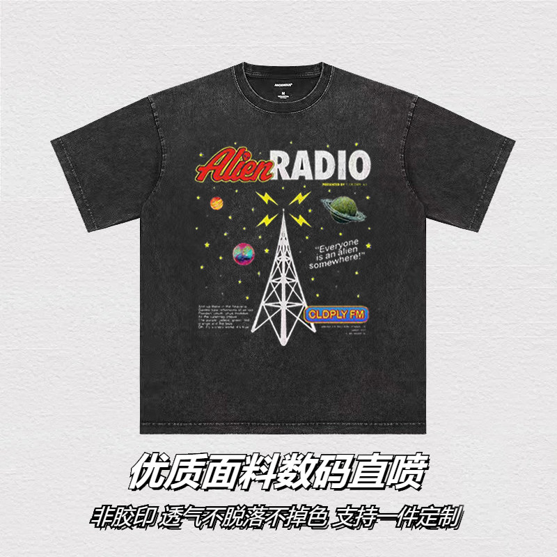 alien radio外星无线电Coldplay酷玩乐队英国摇滚水洗印花短袖T恤图片