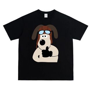 美式good狗国潮印花重磅纯棉圆领短袖t恤男ins潮宽松复古高街上衣