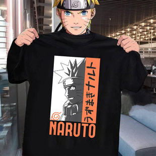 夏 动漫男女装 NARUTO复古水洗做旧印花T恤火影忍者疾风传情侣短袖