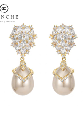 Blanche筱柒大珍珠轻奢耳环女 高级感耳坠2025年新款爆款时尚耳饰