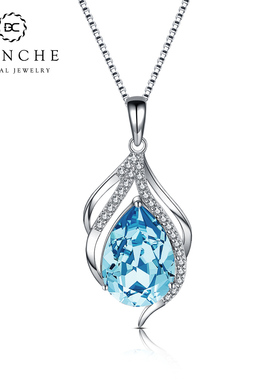 布兰琪纯银水滴吊坠水晶项链女