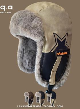 英国Nextchek儿童帽子冬季加绒加厚男童雷锋帽保暖骑行男孩防风帽