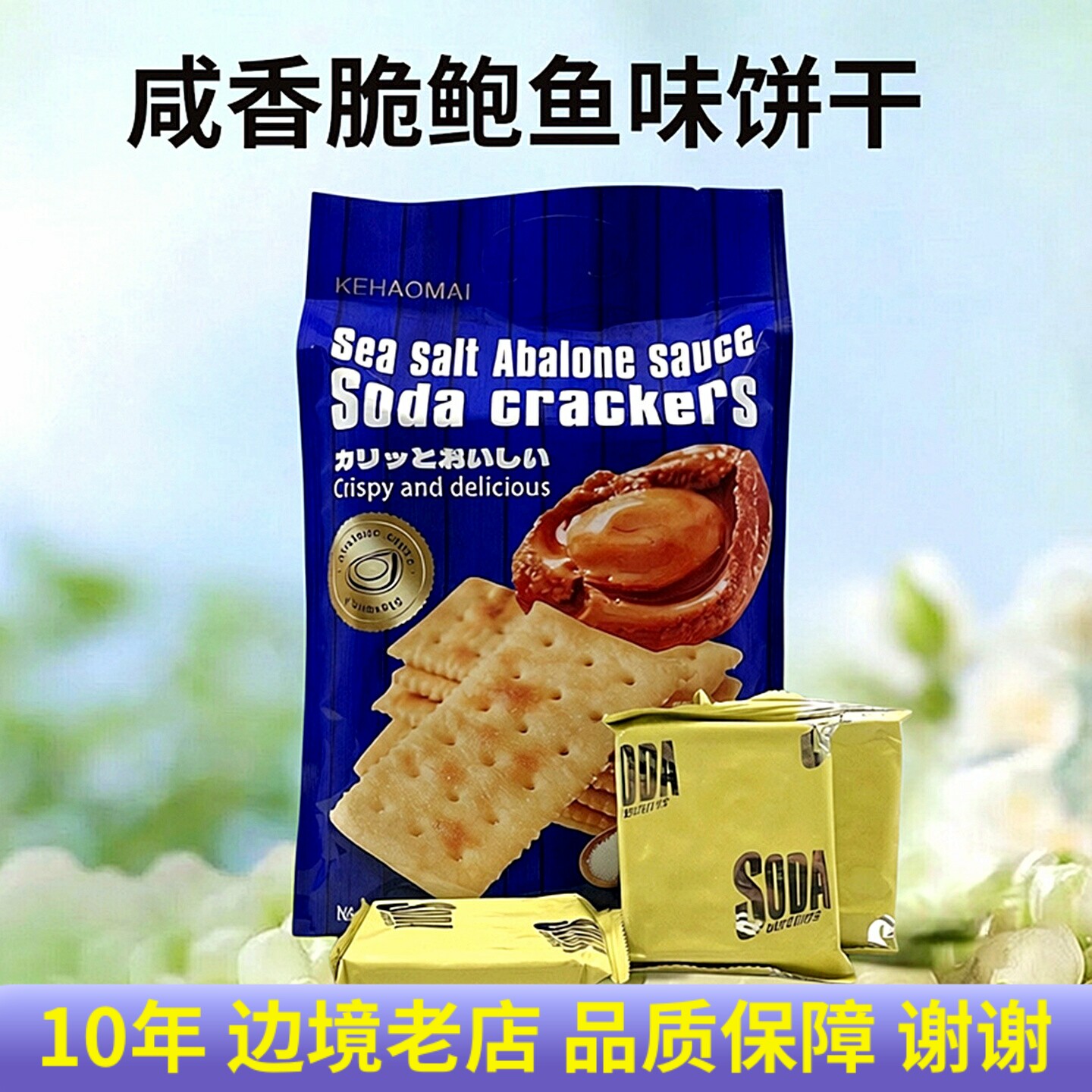 海盐鲍鱼汁饼干独立包装香脆咸味饼干休闲零食品苏打饼干薄脆饼干