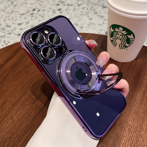 Magsafe磁吸隐形拉杆支架适用苹果17promax手机壳透明iPhone16自带镜头膜全包ip12高级感15男女14plus防摔13