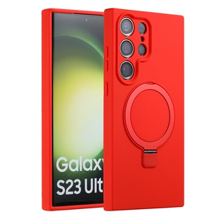 全包精孔肤感高级感s23P 液态硅胶s26磁吸充电指环支架适用三星GalaxyS24Ultra手机软壳简约商务小众防摔s25