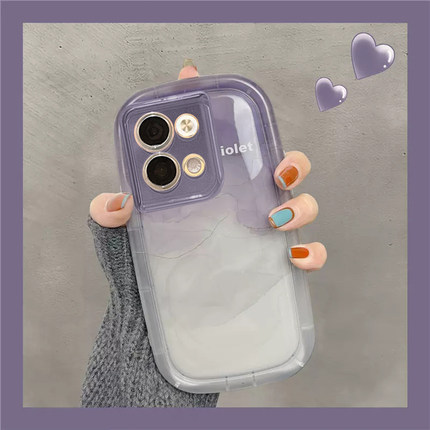 渲染渐变紫色适用opporeno9手机壳reno8pro+新款女reno7全包reno6硅胶findx5/x3pro防摔5k创意4se软r17r15套
