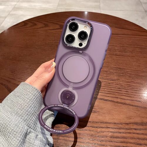 适用苹果16promax手机壳magsafe车载磁吸充电iphone13por旋转支架12支点透明磨砂ip15plus女p男生14紫色套11