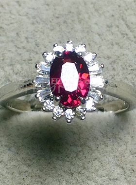 镁铝石榴石纯银镀18k日韩风戒指