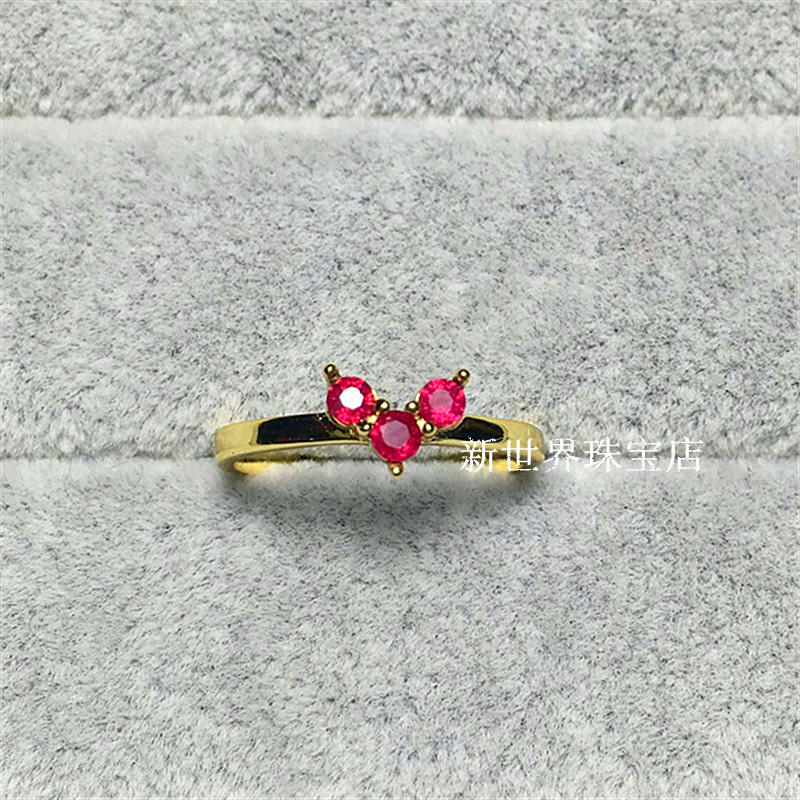 天然缅甸红宝石戒指2.8MM 指环尾戒日韩女银镀18K金饰品支持定制