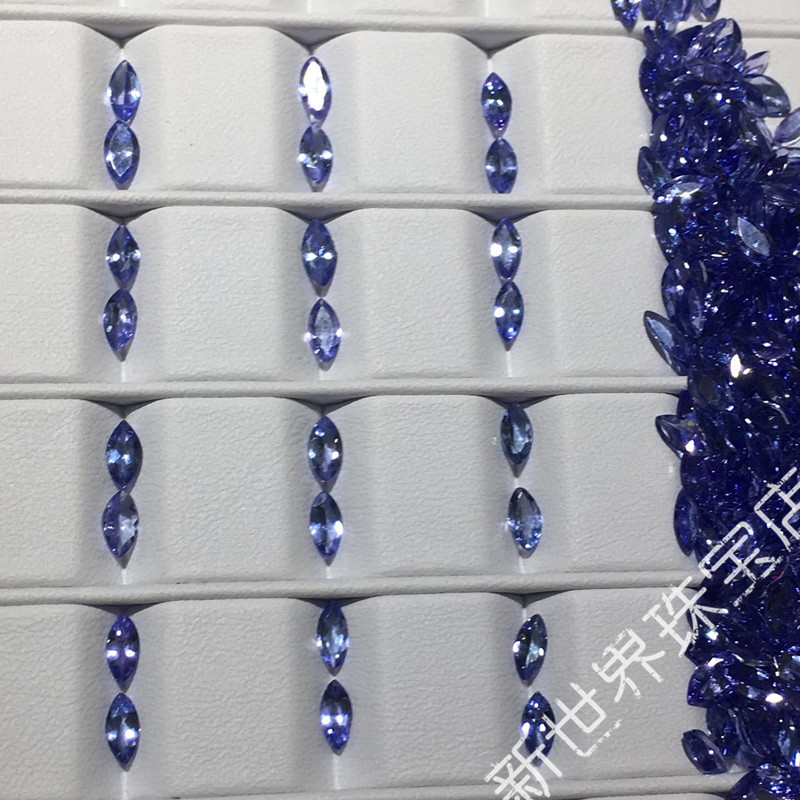 6mm天然坦桑石蓝宝石原石镶嵌