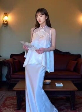 MOSS【一衿香】新中式旗袍领拼接定制珠绣绣花无袖马甲女