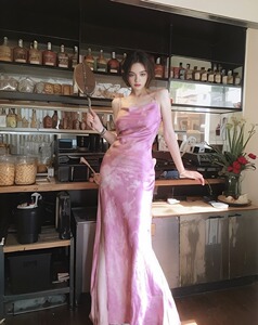 MOSS【花盈玉露】中长款国风新中式人丝夏季吊带连衣裙女
