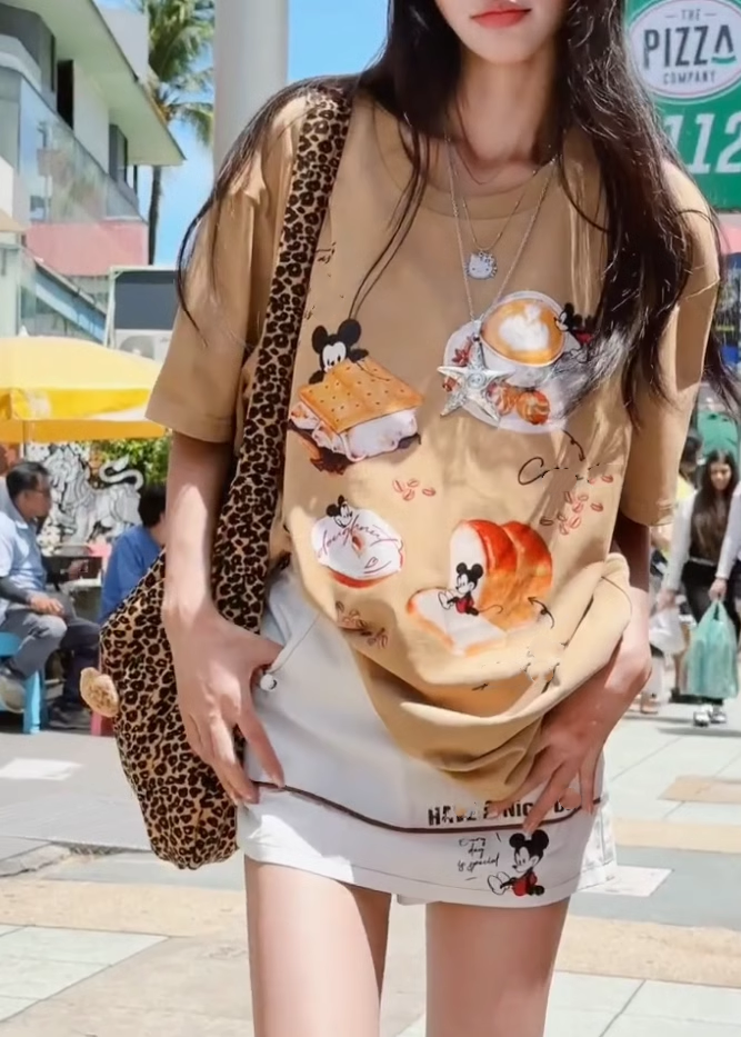 白色印花短裙两件套短袖