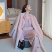 MOSS 加厚环保貂毛宽松外套女 冬季 瑶台花露 国风新中式