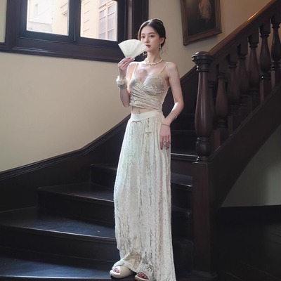 MOSS 10.31 20:00上新 【玉澜引】缎面后半松紧腰丝绒长裤