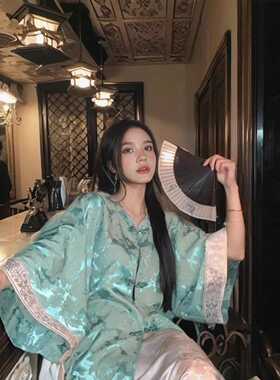 MOSS【青花鸾】新中式国风提花薄款感拼接衬衫上衣女外套