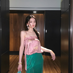 新中式 金蝶梦华 人丝提花抹胸上衣 3.3 MOSS