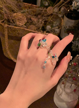 虞书欣同款ins风流苏可爱花朵彩