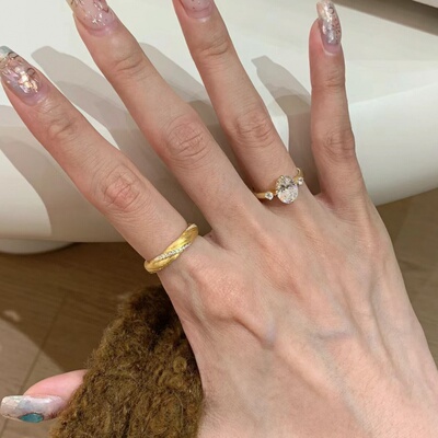 2024新款中古拉丝扭动麻花排钻戒