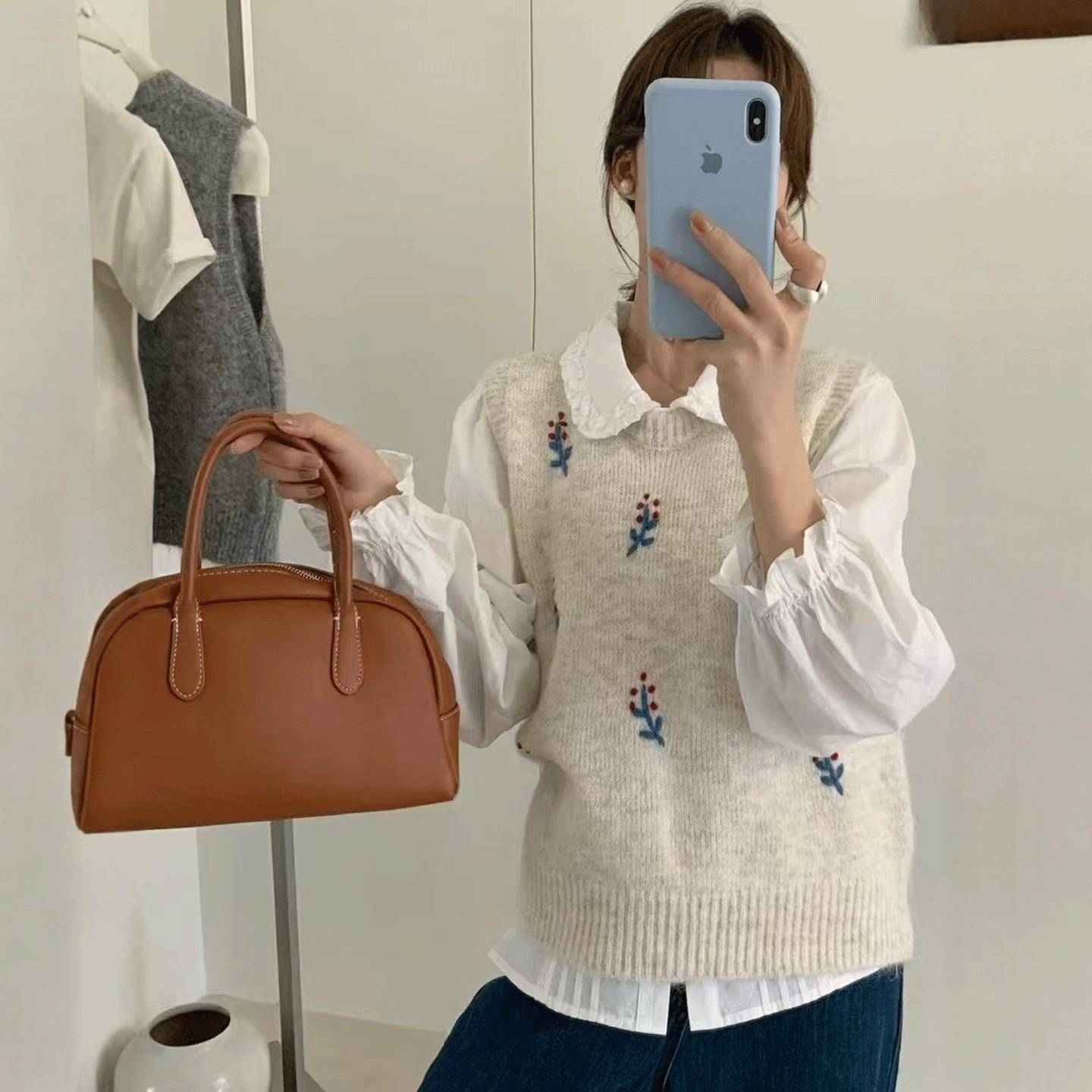 秋外穿时髦洋气叠穿毛衣背心马夹