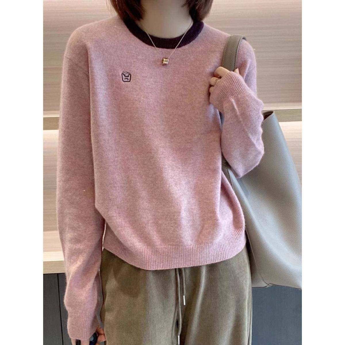 春秋新款圆领修身针织打底衫女冬韩版内搭外穿慵懒时尚休闲毛衣,女装/女士精品,毛针织衫,淘宝优惠券,粉丝福利购,淘宝优惠卷