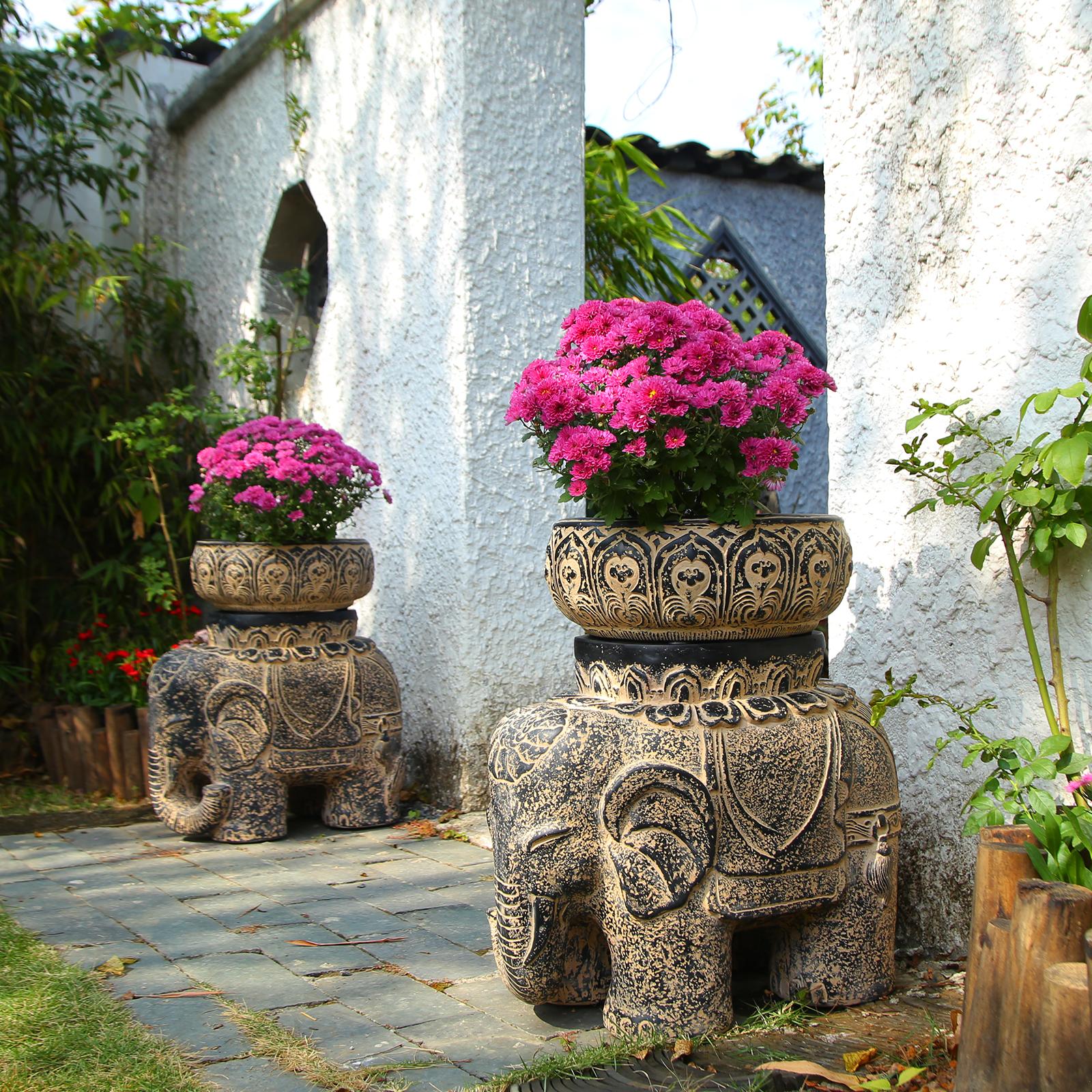 大象门墩庭院造景花盆底座一对