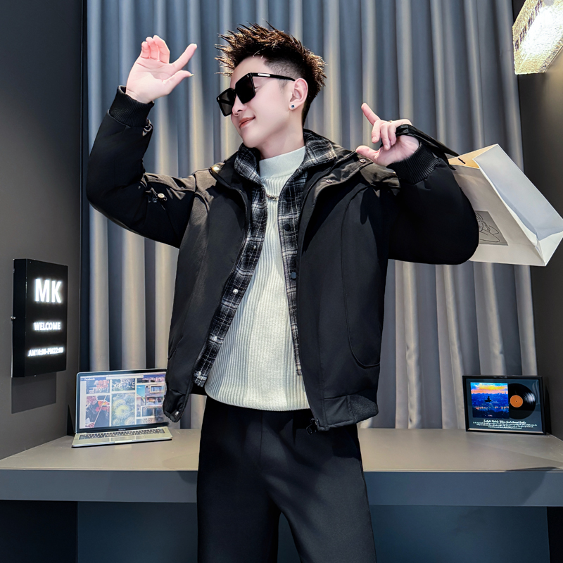 黑首314B-2-M53-P138控178冬款加厚假两件棉衣男休闲外套修身棉服，男装棉衣，星座314B-2