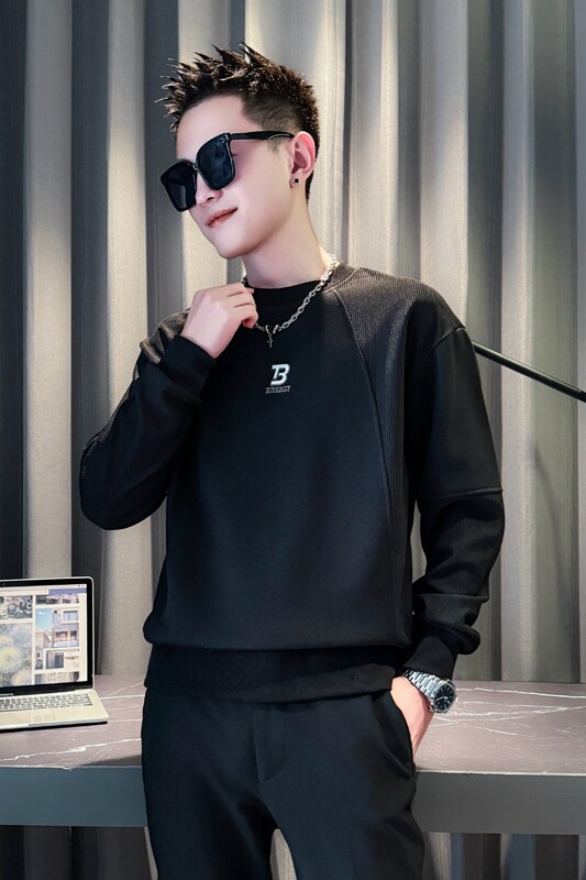 黑首314B-2-WY197-P58控78秋新款卫衣男时尚潮流百搭上衣男图片
