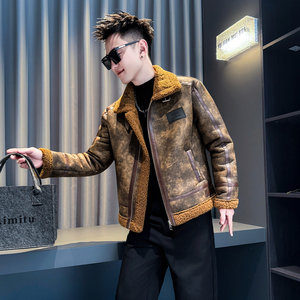 卡其首314B-2-F21-P138控178冬季新翻领加绒皮毛一体外套棉衣男，男装棉衣，星座314B-2