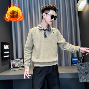 黑首314B-2-MY105-P78控108冬季新款加绒毛衣男圆领针织衫图片