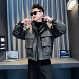 灰黑首314B-2-M50-P178控238冬款加厚皮棉衣男休闲外套皮衣棉服，男装皮衣，星座314B-2